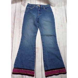 Mosquito Womens Flare Leg Jeans Size 5/6 Embellished Mid Rise Medium Wash-23883